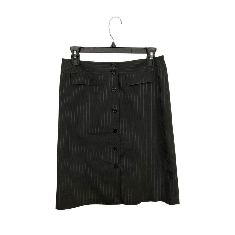 VTG 90s Loft Pinstripe Skirt A-Line Knee Length Button Front Size 4 Small - Picture 4 of 6